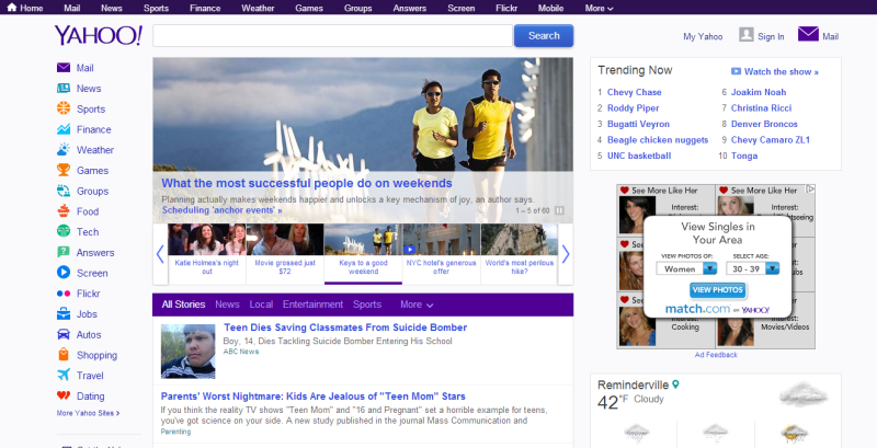 Yahoo's home page